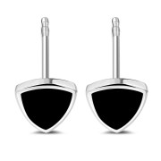 Large Black Onyx Triangle Stud Silver Earrings, e325